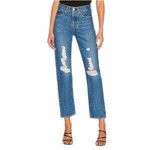 NWT Levi's Wedgie Straight High Rise Distressed Jeans in Oxnard Drive